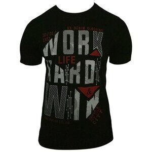 NWT WORK HARD & WIN URBAN MEN'S BLACK CREW NECK SHORT SLEEVE T-SHIRT SIZE M
